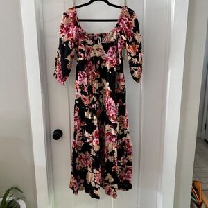 Anthropologie Floral Print Blossom Maxi Dress Women's Size Medium Smocked $170